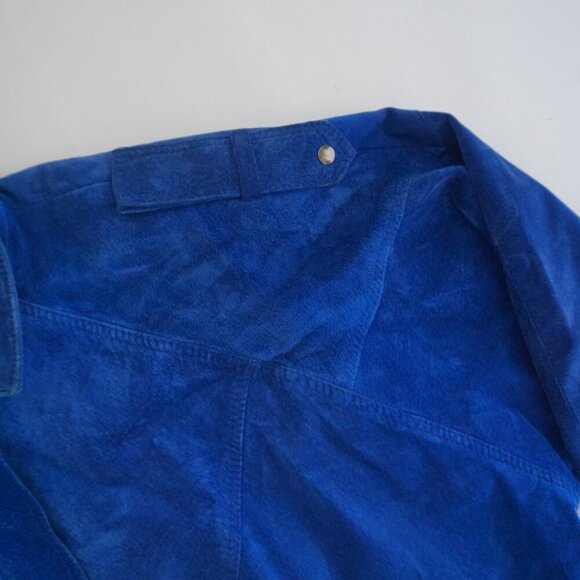 Vintage The Old Hide House Rotal Blue 100% Suede Leather Zip Up Collar Jacket M - Picture 10 of 14